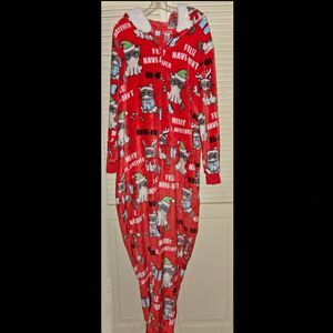 Grumpy Cat Christmas Onesie, Women's Size 3X Plus Size, Hooded, New